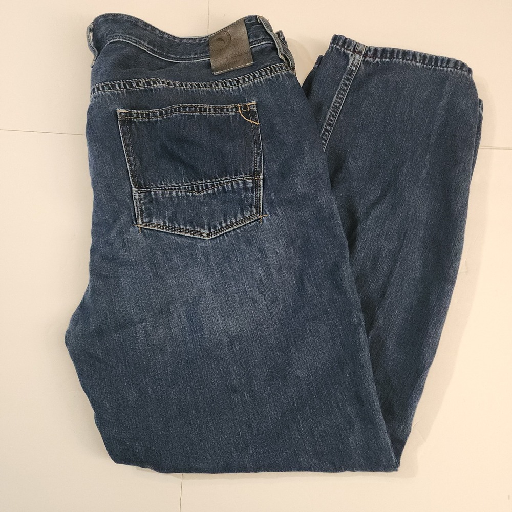 D65 Tommy Bahama Mens Relaxed Fit Dark Wash Denim Jeans 40x30 Blue Marlin Logo